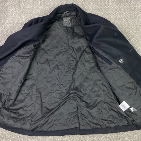 Old Navy Peacoat Men's XL Black Pea Coat Military Naval Wool Blend - Picture 5 of 14